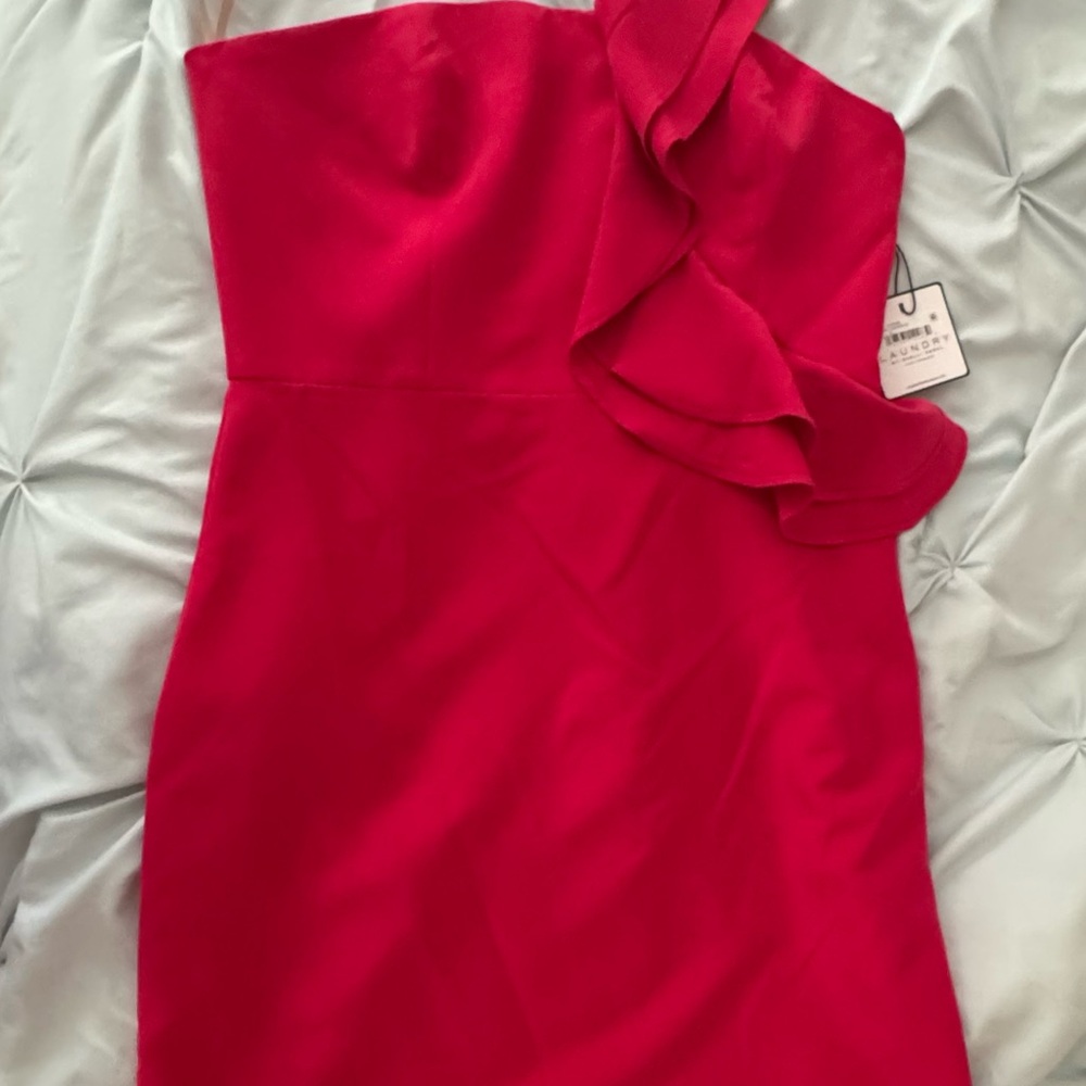 Laundry By Shelli Segal Red Asymmetrical One Shoulder Cocktail Dress